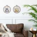 Giosve Bear Donkey Nursery Round Wall Art Canvas Framed Poster, Kids Room Decor, Cartoon Bear Donkey Floral Hanging Wall Sculptures for Kids Nursery Room Bedroom Playroom Decor, 10x10 Inch Set of 2