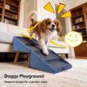 Dog ramp for Small Dogs, 2-in-1 Pet Steps & Ottoman - Foldable Dog ramp for Couch, Non-Slip Wooden Pet ramp for Puppy Senior Injured Dogs (Blue, XL (17.13H))
