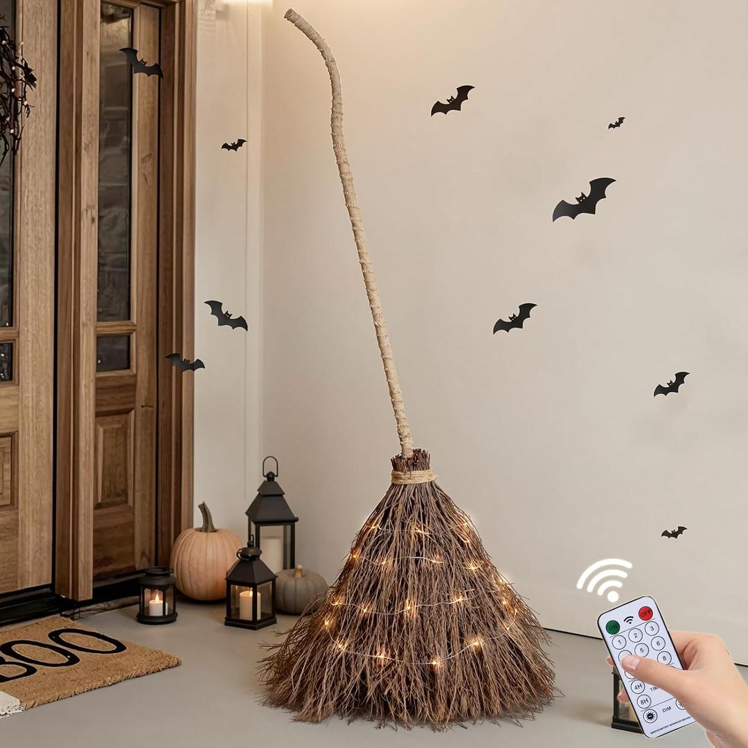 Halloween Decorations Fall Decor - 6FT Giant Handmade Real Twig Witch Broom