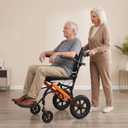 Premium Lightweight Transport Wheelchair for Seniors & Adults, Ergonomic Folding Travel Wheelchair with Adjustable Caregiver Handle, 22" Narrow Doorway Design, Portable Mobility Chair Supports 320 lbs