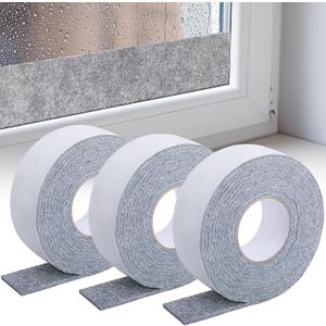 3 Roll 16.4Ft x 2Inch Window Condensation Prevention Absorber, 5mm Thick Condensation Water Moisture Absorber Tape, Reusable Gray Window Condensation Absorber Strips to Prevent Condensation