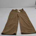 dowerme Women's Casual Wide Leg Long Pants Elastic High Waisted Button Palazzo Pants Work Straight Trousers with Pockets(Khaki,6)