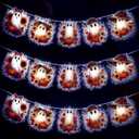 Ganeen Halloween Flower Halloween Ghost Decorations String Lights 10 ft 20 LED Day of The Dead Skeleton Hanging LED Lights Battery Operated Dia De Los Muertos Indoor Outdoor Decor