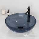 Design Vessel Sink Bathroom Sink above counter Small Vessel Sink Bathroom Sink Bowl Countertop Modern Sinks with faucet and drain combo 16.5" Round Transparent New, 16.5 x 16.5 x 5.5 inches