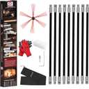 30 Feet Chimney Sweep Kit, Chimney Cleaning Kit with 9 Flexible Black Chimney Rods, Chimney Brush for Sweeping Fireplace, Rotary Chimney Cleaning System Driven by Drill