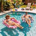 Pool Floats Adult Inflatable Hammock with Cooling Mesh, Portable Foldable Water Chair for Beach Vacation Essentials, Striped Floaties for Adults, Lightweight for Travel & Summer Relaxing, Large