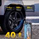 Tire Inflator Portable Air Compressor, 1 Min Fast Inflation Cordless Bike Pump with Digital Pressure Gauge LED Light, 150 PSI Electric Air Pump for Car Tires, Bicycle, Motorcycle, Ball (Grey)