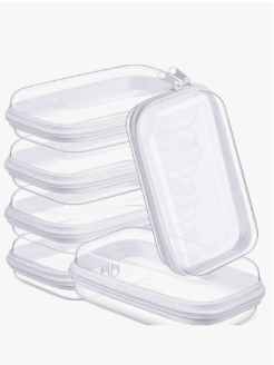 Sanwuta 6 Pcs Clear Hard Zipper Case Plastic Zipper Pouches Transparent Makeup Bag Pencil Case Pouches Toiletry Diaper Bag for Travel Toy Storage Organizer Bins(White,7.48 x 3.94 x 2 Inch)