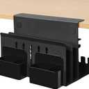 MAXECHO Desk Side Storage, Under Desk Laptop Mount, Table Side Hanging File Organizer, No Drill Clamp On Cable Management Tray, Laptop Holder with Magnetic Pen Holder for Office and Home, Load 22 Lbs (Black)
