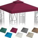 Gazebo Canopy Replacement 10x10ft Outdoor Shelter for Smaller Top Double Tiered Canopy Cover (WineRed)