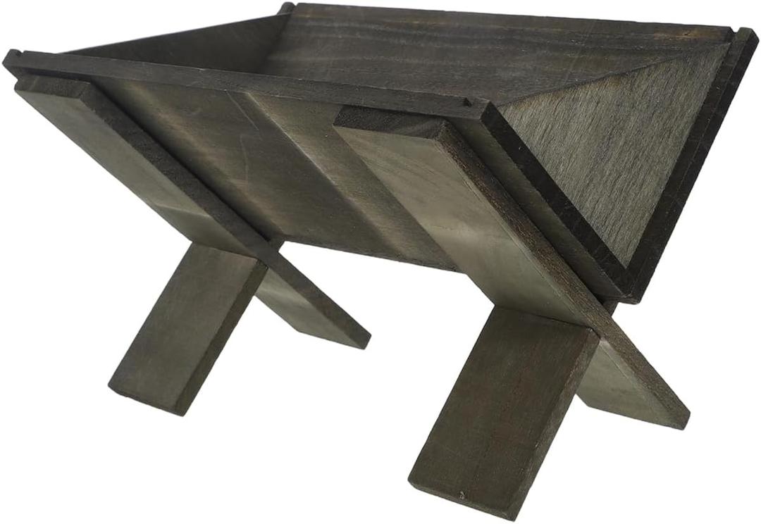 ULTECHNOVO Wooden Nativity Manger for Baby Jesus, 8.6-Inch Handcrafted Christmas Stable Decor for Indoor Tabletop, Rustic Religious Nativity Scene Ornament for Church & Home, Small Wood Crib for Holy