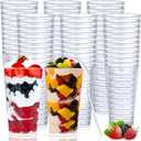 Chengu 3 oz Clear Plastic Mini Dessert Cups with Spoons Shooter Round Dessert Cups Parfait Appetizer Shot Glasses Disposable Tall Tumbler for Tasting Party Sample (200 Pieces,Classic)