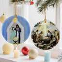 2 x Nativity Scene Christmas Ornament, Jesus Birth Christmas Ornament, Holy Family Decoration, Religious Holiday Decor | Gifts for Christian, Gifts for Religious Women - Style D