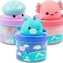 Original Squishmallows Premium Cloud Slime, 3-Pack, 9 Add Ins, 8 oz. Fluffy Slimes, for Kids, Bulk, Great 6 Year Old Toys & Party Favors, Super Soft Sludge Toy