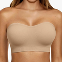 Letsjoli Push Up Strapless Bras for Women Supportive Bandeau Bra Non Slip Wireless No Underwire Padded Tube Bra(Nude,S)