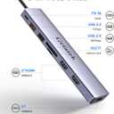 10Gbps USB C Hub, USB-C Laptop Docking Station, 8in1 Triple Display Docking Station for Dell Hp Lenovo Surface Windows (Dual HDMI+ DisplayPort + PD3.0 100W +SD TF Card Reader +10GB USB Port)