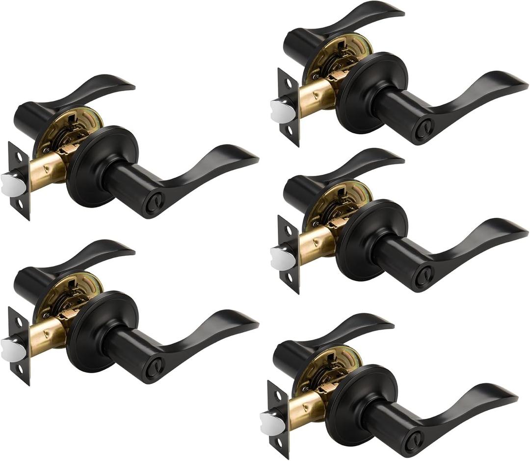 NCL Hardware NCL Square Lever Matte Black Door Handle,Privacy Door Lever Interior Door Knob,Door Locks for Bedroom and Bath , 025MB-BK