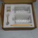 18Oz Spiral Stripe Soap Dispenser Set - Gold Stainless Steel Pump with Wood Tray, Refillable for Kitchen Sink & Bathroom Vanity, Dish Liquid & Hand Soap Storage Solution