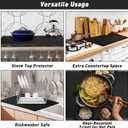 Stove Top Cover for Electric Stove, Silicone Glass Cooktop Protector, 28"x20" Stove Mat, Cooktop Protector, Heat Resistant Range Ceramic Stove Top Covers Mat, Dish Drying Mat XL (Black, 28" x 20")