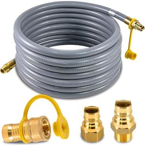 50FT 3/4" Natural Gas Hose with Quick Connect Plug, 3/4" ID Natural Gas Hose and Quick Connect Disconnect Fittings for NG/LP Propane natural gas conversion kit, Fits Generators,Grills,Fire Pits,RV