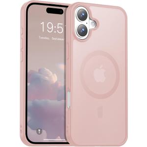 Temdan for iPhone 16 Plus Case, Compatible with Magsafe, Anti-Yellowing, Military-Grade Protection, Shockproof Slim Magnetic Phone Case Cover, Light Pink