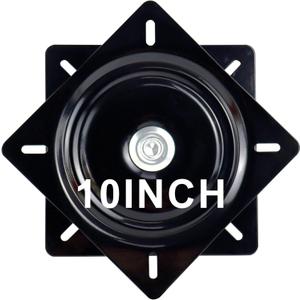 10 Inch Lazy Susans Turntable Bearings Swivel Zinc Plate, Black Square Lazy Susan Hardware, Heavy Duty Lazy Susan Replacement Parts for Table, Chair, Round Bar Stools (10 Inch(1 Pack))