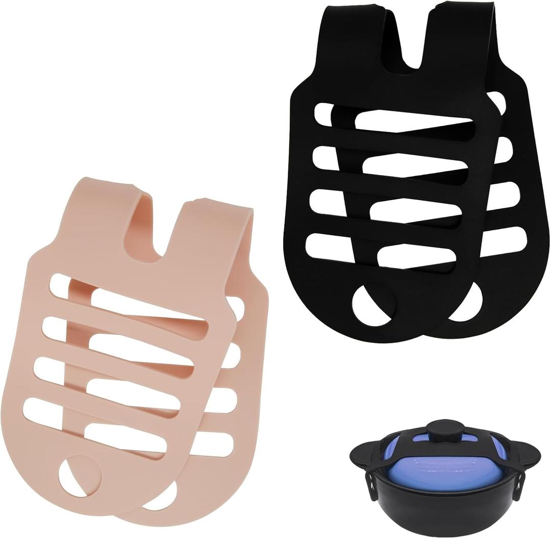 2Pcs Black & Pink Universal Pot Lid Securing Straps, Pot Lid Accessories and Tools, Pots Lids Holders, Heat-Resistant and Spill-Proof Design, Shipping Accessories, Not Easily Damaged