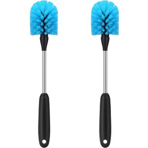 MOSOLAN Stainless Steel Water Bottle Brush, Long Handle Scrubbing Brush, Built for Cleaning Sports Bottles, Baby Bottles, Cups, Coffee Mugs, Glasswares, Wine Decanters, Flask, 2 Pack, 13 in