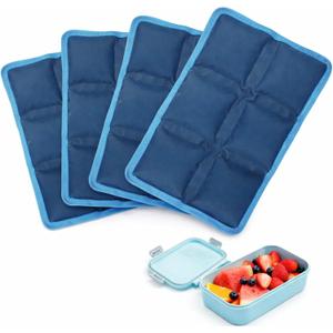 Ice Packs for Lunch Box, 4PCS Reusable Small & Thin Cold Packs, Flexible Soft Gel Freezer Packs for Lunch Bags & Coolers, BPA-Free Leakproof Ice Pack Set for Food
