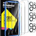 Milomdoi 3 Pack Screen Protector for Apple iPhone 12 Pro Max with 3 Pack Tempered Glass Camera Lens Protector, Ultra 9H Accessories, Case Friendly, Mounting Frame, 2.5D Curved, Transparent