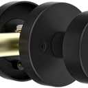 naubea Matte Black Door Knob Passage Door Knob Interior for Closet and Hallway, Heavy Duty Round Vintage Door Handle