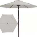 JEAREY 7.5FT Patio Umbrella Market Table Umbrella with 6 Sturdy Ribs, Push Button Tilt/Crank Outdoor Umbrella for Garden, Deck, Backyard, Pool and Beach,Light Grey