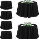 sancua Black Round Tablecloth 132 Inch Diameter, 6 Pack - Circle Polyester Fabric Table Cloth for Wedding Party Reception Banquet Birthday, Washable Formal Table Cover (Fit 54-96 Inch Tables)