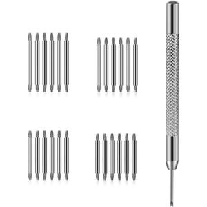 KALIONE 25 Packs Watch Band Pins Replacement Kit, 1.3mm Diameter Heavy Duty Watch Pin with Spring Bar Removal Tool, 4 Sizes 18/20/22/24mm Stainless Steel Watches Bands Pins Kit for Watches Band Repair