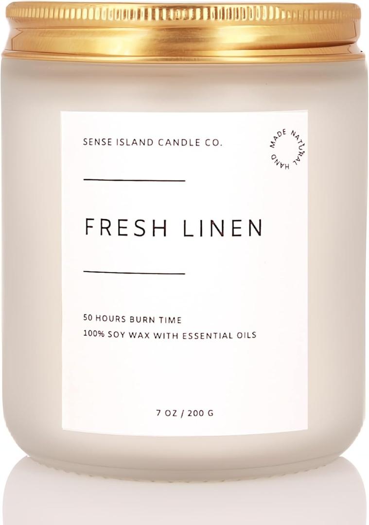 Fresh Linen Scented Candle for Home Scented 50+ Hrs Long Lasting100% Natural Soy Wax Clean Linen | Candle Gifts for Women Men Highly Scented House Warming Gifts