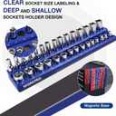 WORKPRO Magnetic Socket Organizer Set, 6-Piece Socket Holder Set Includes 1/4", 3/8", 1/2" Drive Metric SAE Socket Trays, Holds 143 Pieces Sockets, Christmas Gift for Men(Socket not Included)