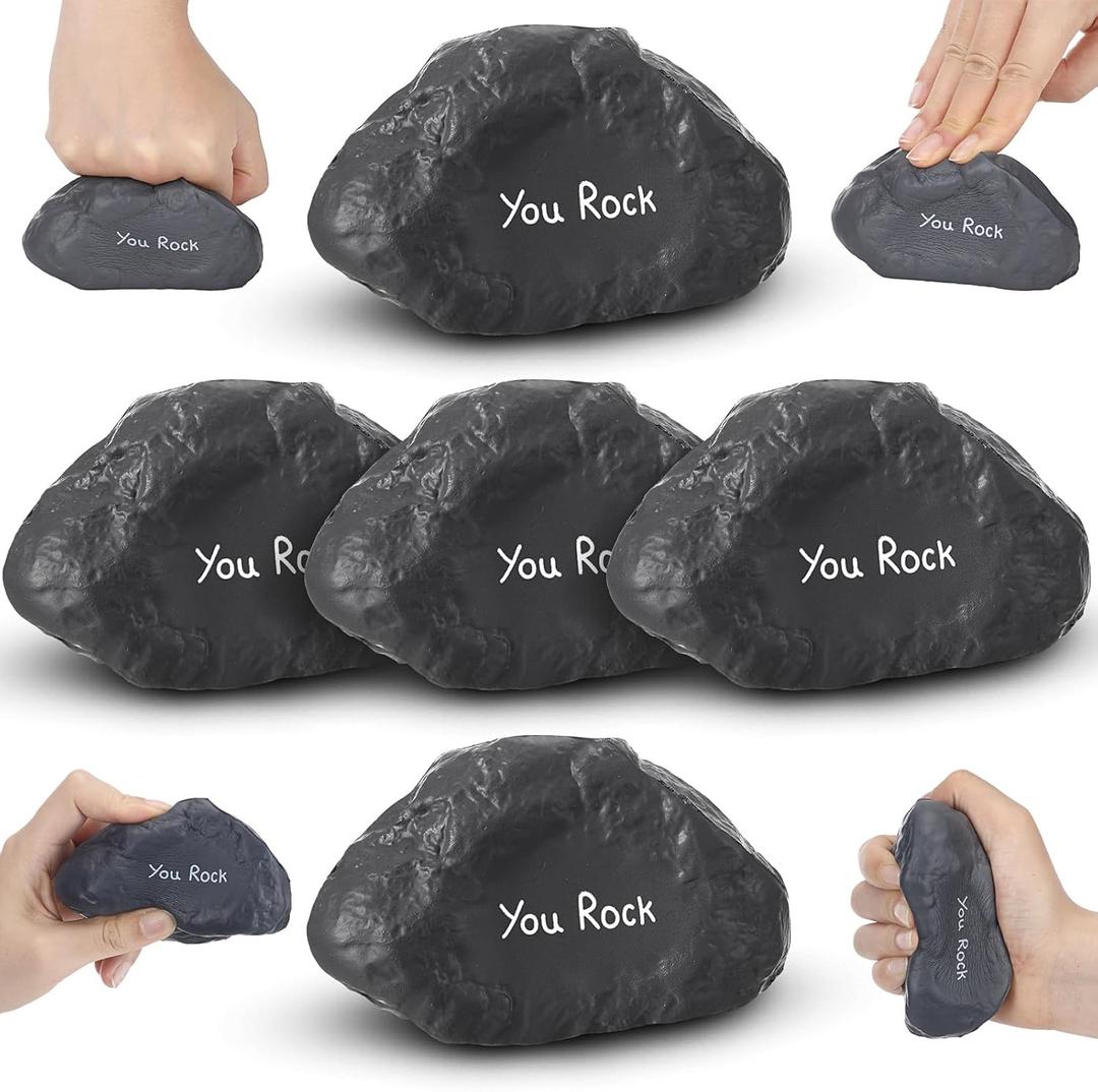 Gemscream Funny Inspirational Stress Balls for Adults Motivational Stress Reliever Squeezable Mini Foam Balls Appreciation Gifts for Employee Coworker Staff Teacher Nurse(5 Pcs,Stone)