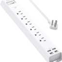 10Ft Extension Cord with Multiple Outlets, Addtam Flat Plug Power Strip Surge Protector with Long Cord,6 Outlet 4 USB Ports (2USB C),Multi Plug Outlets for Office,College,Dorm Essentials, ETL Listed