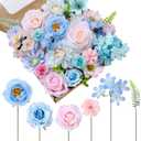 Jspupifip Blue, Pink, Green Artificial Flowers Combo Box Fake Silk Roses with Stems Hydrangea Peony Arrangement for Bridal Shower Boho DIY Wedding Cake White Flowers Table Decorations