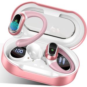 Wireless Earbuds, 2026 Bluetooth 5.4 Headphones Sport, 50Hrs HiFi Stereo Deep Bass Over-Ear buds with ENC Noise Cancelling Mic, IP7 Waterproof & LED Display Earphones with Earhooks for Workout/Running