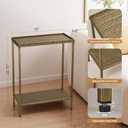 Jorsnovs Hammered Narrow Side Table,2-Tier Brass End Table with Raised Edge