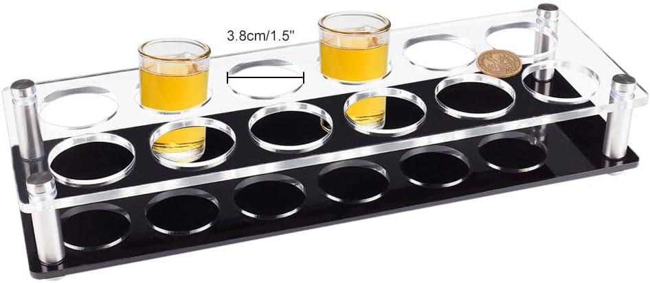 NBEADS 12 Shot Glass Tray Holder, Bar Acrylic Shot Glasses Holders Wine Cup Serving Tray Cups Organizer Display Bar Accessories for Party, Bar, Club, Hole: 1.5" for 1.4 inches Cup