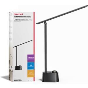 Honeywell Upgraded LED Desk Lamp - H01 Pro Sunturalux Foldable Desk Light with USB A+C Charging Ports, 3 Color Modes Dimmable Table Lamp for Home Office Reading(Black)