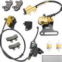 Pit Bike Front Brake & 12mm Rear Hydraulic Disc Brake Caliper Assembly Compatible with Apollo SSR 125cc 110cc Tao Tao Coolster Roketa X-pro 4-Stroke 50cc 70cc 90cc Chinese Dirt Bike Parts