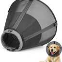 Dog Cone Collar to Stop Licking: Soft Mesh Recovery Collar After Surgery with Detachable Pad, Elizabeth Cone Alternative for Dogs, Normal Eating and Drinking,XS,Matte Black (Black, XS)
