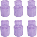 6 Pcs Purple Slim Inkwell Tapered Candle Holder, Rivet Ribbed Design, W: 1.75''. H: 2.8'', Tapered Candlestick Holders, Modern Tabletop Centerpiece Décor