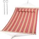 Castaway Living 13 ft. Double Traditional Hand Woven Cotton Rope Hammock 2-Person, 450 lb Capacity, Free Extension Chains & Tree Hooks, Designed in The USA
