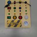 Busy Board Montessori Toys for Toddler, Wooden Sensory Board Switch Toy with Shape Sorter LED Light Up Toys Educational Plane Travel Activity for Girls & Boys