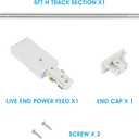 H Track Lighting Rails Kit 120V 3.3FT 3-Wire H Type Single Circuit with End Caps and Live End Feed Connector, Mounting Hardware (White)