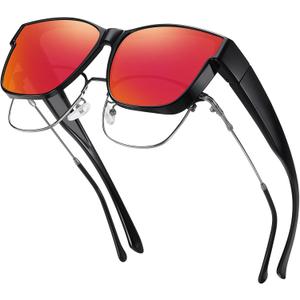 GEGURI Polarized Sunglasses Fit Over Glasses for Men Women, Oversized Square Sun Glasses UV400 Protection Shades